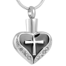 MJD8098 memorial jewelry cross my heart 316L stainless steel cremation urn ash pendant necklace 2024 - buy cheap
