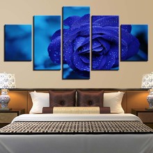 Canvas Painting HD Prints Home Decoration 5 Pieces Wall Art Bedside Background Blue Rose Flower Modular Pictures Artwork Poster 2024 - buy cheap