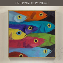 Artist Hand-painted High Quality Modern Abstract Fishes Oil Painting on Canvas Hand-painted Small Animal Fish Oil Painting 2024 - buy cheap