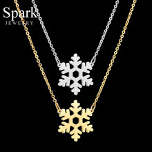 Spark-Collar de acero inoxidable con copo de nieve para mujer y niña, Gargantilla con copos de flores de diseño Simple, regalo de Navidad 2024 - compra barato