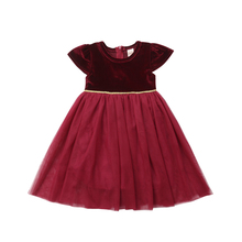 Vestido de fiesta de princesa para niñas de Navidad, bonito vestido de tul de encaje sin mangas de terciopelo para niñas, vestido tutú para Certamen, vestidos para niños 2024 - compra barato