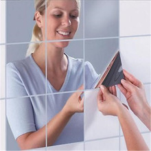 9 шт. 16 шт. акриловые серебряные 3D Квадратные Зеркальные наклейки на стену в стиле пэчворк домашний Декор Съемный Наклейки 2024 - купить недорого