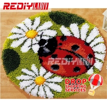 Latch Hook Rug Kits DIY Needlework Unfinished Crocheting Rug Yarn Cushion Mat Ladybird Flowers Embroidery Carpet Free Shipping 2024 - buy cheap