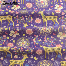 Booksew violeta ciervo algodón Lino Material para costura de tela Patchwork mantel de tela decoración cm 2024 - compra barato