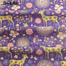 Booksew veado violeta impresso algodão linho tecido costura material retalhos toalha de mesa casa têxtil decoração cm 2024 - compre barato