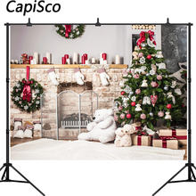 Capisco носки над камином подарки медведь Декор Рождество фотография фоны для фотостудии фоны для детской вечеринки фото 2024 - купить недорого