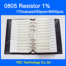 Бесплатная доставка, образец резистора SMD 0805, книга с 1% толерантность, 170 valuesx50 шт. = 8500 шт., набор резисторов 0R ~ 10 м 2024 - купить недорого