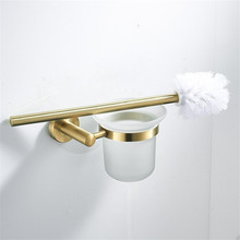 LIUYUE-Soporte de cepillo de baño montado en la pared, Oro pulido de acero inoxidable, accesorios de baño, cepillo de WC, herraje de vidrio en forma de copa 2024 - compra barato