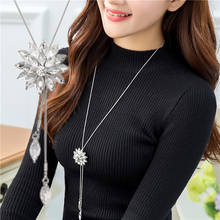 Snowflake Long Necklace Sweater Chain Fashion Fine Chain Crystal Rhinestone Flower Pendant Necklaces Adjusted 2024 - buy cheap