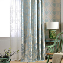 Cortinas de tela azul Damasco para sala de estar, cortinas opacas de Jacquard de lujo para dormitorio, persianas personalizadas, sombreado de ventana, Panel 70% 2024 - compra barato