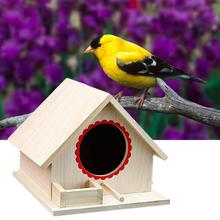 Деревянный домик для птиц маленький открытый сад попугай Птичье гнездо Сделай Сам коробка для разведения 2024 - купить недорого