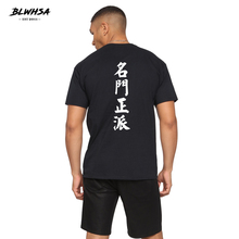 BLWHSA New Chinese Printed T Shirt Men Casual 100% Cotton Short Sleeve Summer Funny T-shirt Fashion Hip Hop Men Tops Tees 2024 - buy cheap