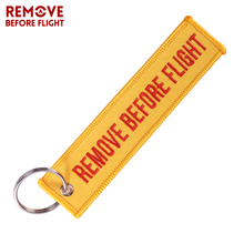 Chaveiro de bordado laranja para presentes, remove before flight key, anel de joia para presentes de aviação 2024 - compre barato