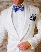 Handsome Groomsmen Embossing Groom Tuxedos Mens Wedding Dress Man Jacket Blazer Prom Dinner (Jacket+Pants+Tie) B13 2024 - buy cheap