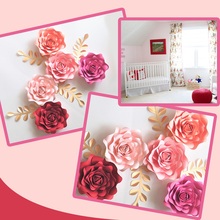 Conjunto para guardería con hojas y flores de papel, arte de pared para habitación de niños, habitación de bebé, decoración de pared Floral, Rosa 2024 - compra barato