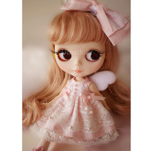 1Pcs Handmade Cute Pink Chiffon Dress with Wings for Blyth, Licca, Azone Doll Clothes Outfits Accessories 2024 - buy cheap