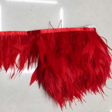 1Yards rojo Natural pavo y cinta de plumas de avestruz 10-15 cm/4-6 pulgadas para vestido para Bodas/suministros de decoración artesanal 2024 - compra barato