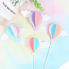 Novo balão de ar quente cupcake topper colorido papel bolo topper para valentine aniversário festa de casamento decorações do bolo do chá de fraldas 2024 - compre barato