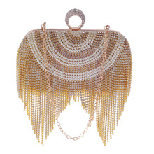 Tassel Diamond Chain Evening Bags Gold Silver Day Clutch Knuckle Rings Evening Clutch Elegant Lady Bridal Wedding Purse Clutches 2024 - buy cheap