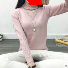 Suéter de cuello alto con solapa blanca para mujer, básico de punto, camiseta gruesa, Jersey ajustado de manga larga, 2018 2024 - compra barato