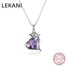 LEKANI Cute Heart Dolphin Pendant Necklaces Original Crystals From Swarovski Accessories S925 Silver Collar For Women Girl Gifts 2024 - buy cheap