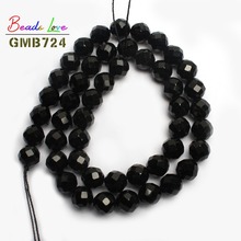 Natural Faceted Black Tourmaline Stone Loose Beads For Jewelry Making Natural Stone Beads diy Bracelet 15inche 6mm 8mm (F01199) 2024 - buy cheap