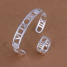 Hot selling 925 jewelry silver plated jewelry set  fashion jewelry set Roman Bangle&Ring Jewelry Set SMTS283 2024 - buy cheap