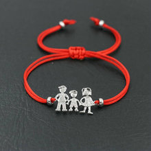 Lovely Family Dad Mun Boy Girl Bracelet Silver Color Red Rope Thread Braided Bracelets Women Men Couples Love Jewelry Gift 2024 - buy cheap
