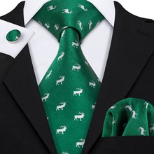 LS-5064 de corbatas de 100% para hombre, corbatas tejidas de seda Jacquard con estampado de animales, Seda verde para boda, negocios, fiesta 2024 - compra barato