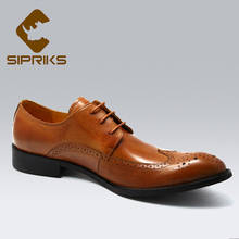 Sipriks/классические туфли-броги в стиле ретро; Мужские модельные туфли из натуральной кожи; деловые туфли в деловом стиле; цвет коричневый, черный; большие размеры 45 2024 - купить недорого