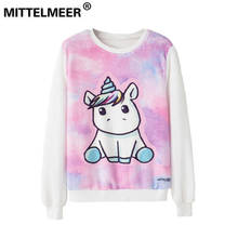 MITTELMEER Harajuku Sweatshirt Woman girls elasticity Cartoon unicorn cat Animal fruit printing Sweatshirt Hooded 2024 - buy cheap