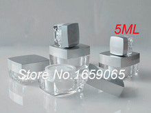 5g ACRYLIC white inner with  silver Lid  square cream bottle cosmetic container cream jar Cosmetic Jar Cosmetic Packaging 2024 - buy cheap