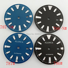 Goutent 34mm luminoso preto/azul mostrador de relógio miyota 8205/8215,eta 2836/2824, dg2813 relógio 2024 - compre barato