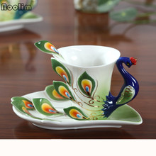 Taza de café de porcelana con esmalte Animal 3D, juego creativo de porcelana con platillo y cuchara, tazas de té de cerámica para la tarde 2024 - compra barato