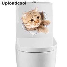 Uploadcool _ различные милые котята туалет для щенка наклейки для туалета Животные Кошки 3D постеры художественная роспись украшения дома наклейки 2024 - купить недорого