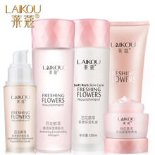 Laikou 5 pçs/set perfumado cuidados com a pele conjunto de fundação líquida + creme + emulsão + toner cleaner iluminar hidratante corretivo cuidados com a pele 2024 - compre barato