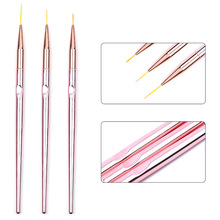 3pcs Rose Gold Metal Nail Art Liner Pull Pen Nail Dotting Tools Set Painting Drawing Flowers Pens for Manicure Nail Gel Polish 2024 - buy cheap