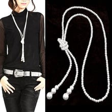 New Fashion Long Beads Chain Pearl Necklace For Women Simulated Pearl Statement Necklace Pendant Female Jewelry Gift 2024 - buy cheap