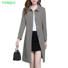Abrigo de lana de talla grande para mujer, abrigo de lana de cuadros, moda coreana, 4XL, 1010 2024 - compra barato