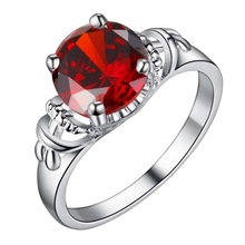 Популярное серебряное кольцо с красным цирконием, модное Ювелирное кольцо для женщин и мужчин/TUHWNYCT ZJTTBJWT 2024 - купить недорого