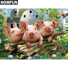 HOMFUN Full Square/Round Drill 5D DIY Diamond Painting "Animal pig" Embroidery Cross Stitch 5D Home Decor Gift A02451 2024 - buy cheap