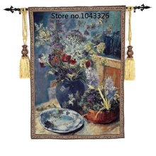 100x138cm algodão jacquard tapeçaria idílica tapeçaria arte murais requintado murado azul wildflowers tapeçaria decoração ST-32 2024 - compre barato