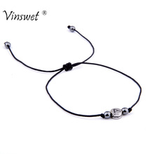 Handmade Lucky Thread String Rope Hematite Beads Bracelet for Women Men A-Z Letter Name Bracelets Couple Kids Female Jewelry 2024 - buy cheap