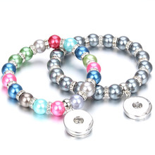 Pulseira fashion com 18mm, pulseira ajustável com elástico e botão de pressão, contas coloridas, para mulheres, presente ze506a 2024 - compre barato