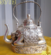WBY++++ free shipping Tibetan buddhist bronze coated silver elephant shape figure teapot 13 cm 2024 - buy cheap