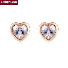 Top Quality ZYE262 Heart Crysta Rose Gold Color Stud Earrings Jewelry  Austrian Crystal E732 2024 - buy cheap