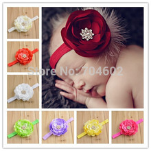 Nova 8 pçs/lote Bailarina flores com strass sobre 1.5 cm Shimmer Elastic Estiramento Headbands Meninas Flor Headbands FDA43 2024 - compre barato