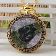 Reloj de bolsillo de cuarzo de Harry Porter Slytherin, pulsera clásica de cadena mágica con tapa, PJK31 2024 - compra barato