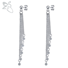 ZS Long Chain Tassel Stud Earrings 316L Stainless Steel Earring for Men Women Punk Jewelry Ear Studs Hip Hop Earring Accessories 2024 - buy cheap