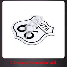 Metal 66 highway logo 3D metal chrome aluminum alloy 3D badge sticker auto modeling auto parts 2024 - buy cheap